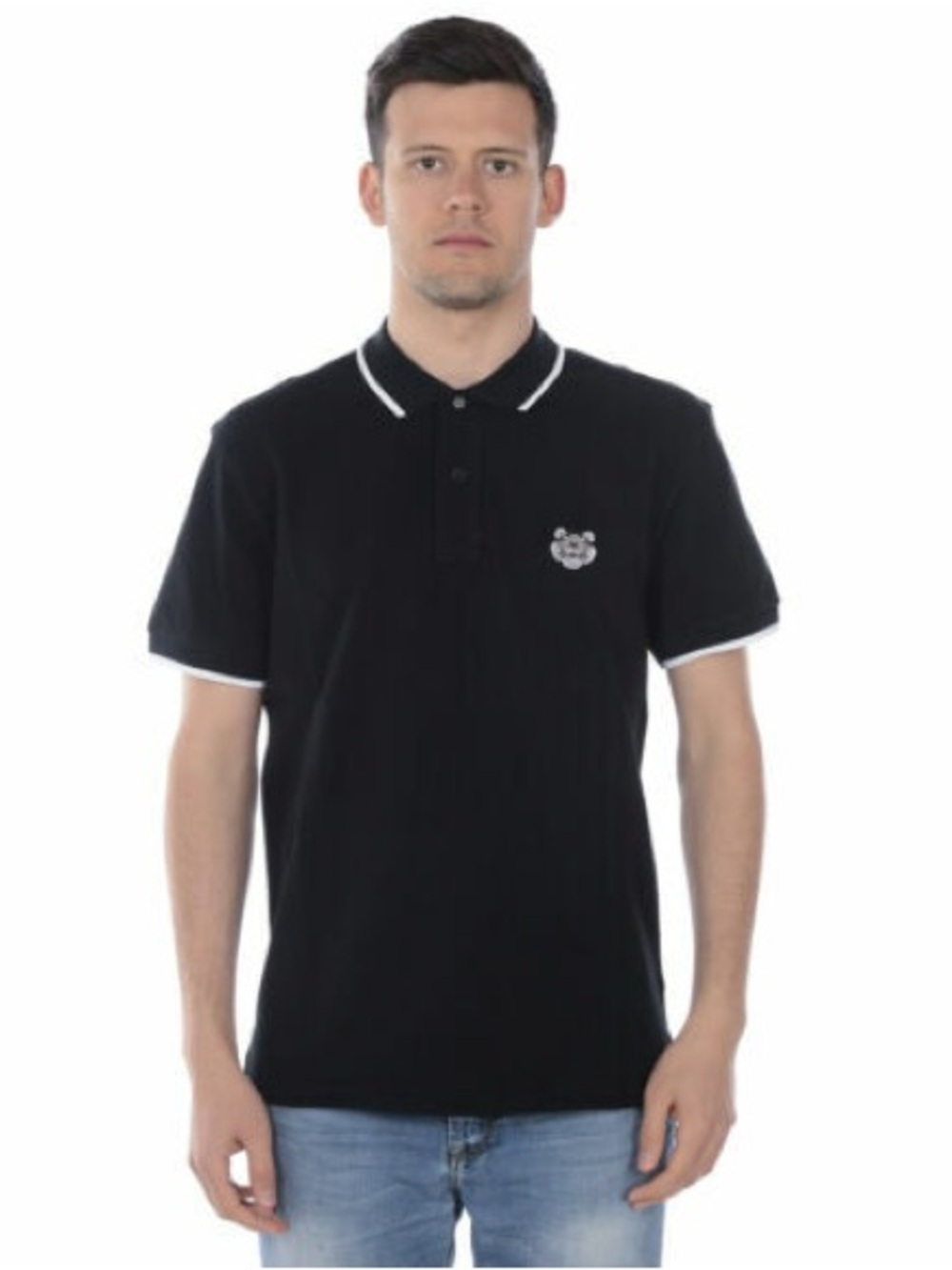 Kenzo Tiger Crest Regular Fit Black Polo Shirt Size Men’s M Classic Short Sleeve